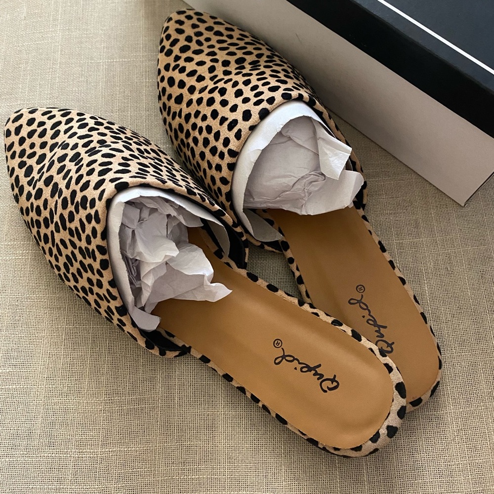 Cheetah print slide mules